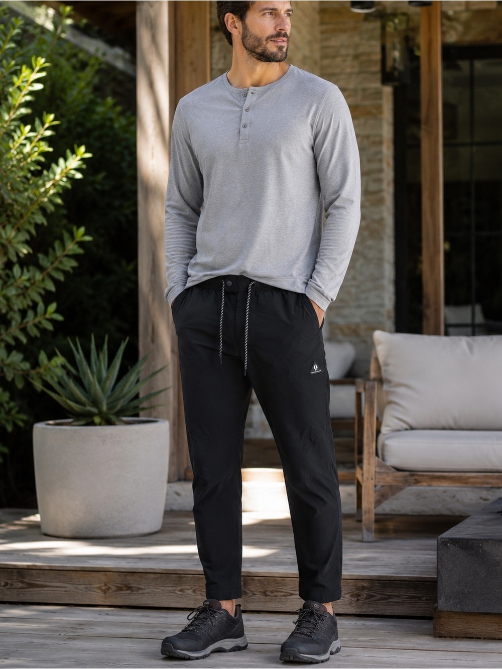 Bearded Goat Mens Black Performance Jogger Pants Medium Stretch Activewear